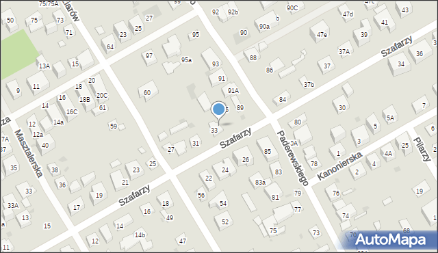 Warszawa, Szafarzy, 33A, mapa Warszawy