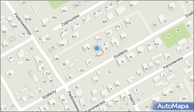 Warszawa, Szafarzy, 37A, mapa Warszawy