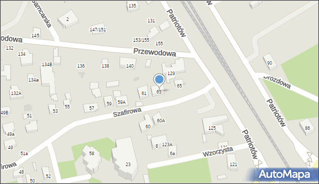 Warszawa, Szafirowa, 63, mapa Warszawy