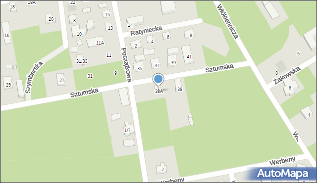 Warszawa, Sztumska, 38A, mapa Warszawy