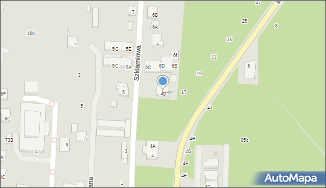 Warszawa, Szklarniowa, 4D, mapa Warszawy