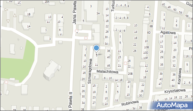 Warszawa, Szmaragdowa, 5, mapa Warszawy