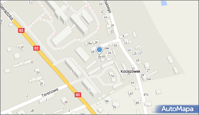 Warta, Szymańskiego Karola, dr., 32, mapa Warta