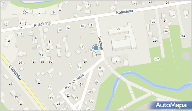 Wiązowna, Szkolna, 8, mapa Wiązowna