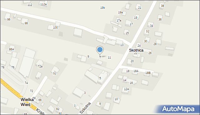 Wielka Wieś, Szkolna, 7, mapa Wielka Wieś