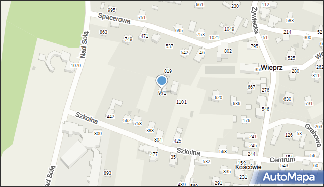 Wieprz, Szkolna, 971, mapa Wieprz