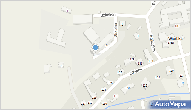 Wierbka, Szkolna, 2, mapa Wierbka