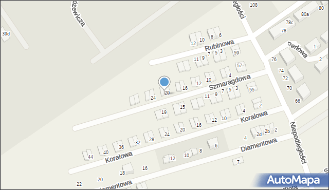 Witkowo Drugie, Szmaragdowa, 22, mapa Witkowo Drugie