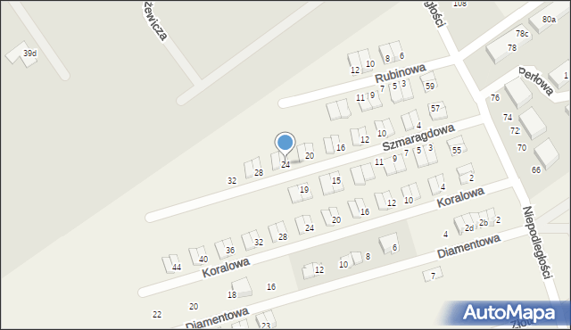 Witkowo Drugie, Szmaragdowa, 24, mapa Witkowo Drugie