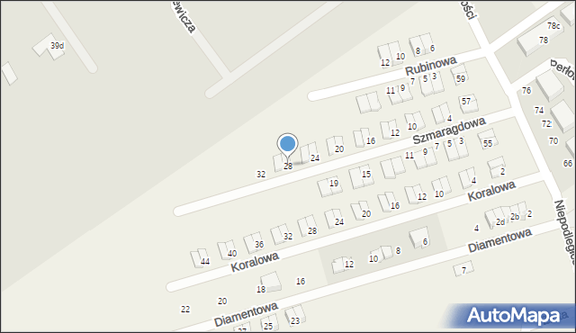 Witkowo Drugie, Szmaragdowa, 28, mapa Witkowo Drugie