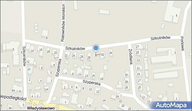 Władysławowo, Szkutników, 30, mapa Władysławowo