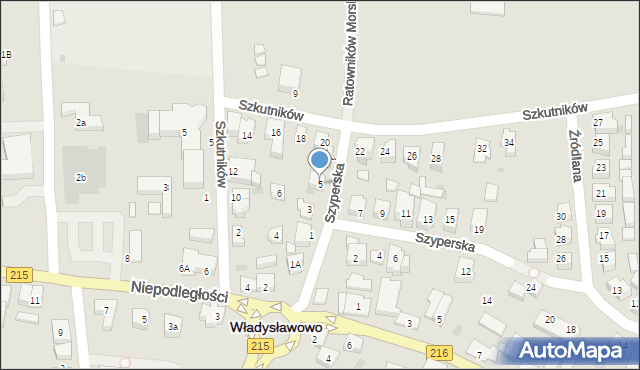 Władysławowo, Szyperska, 5, mapa Władysławowo