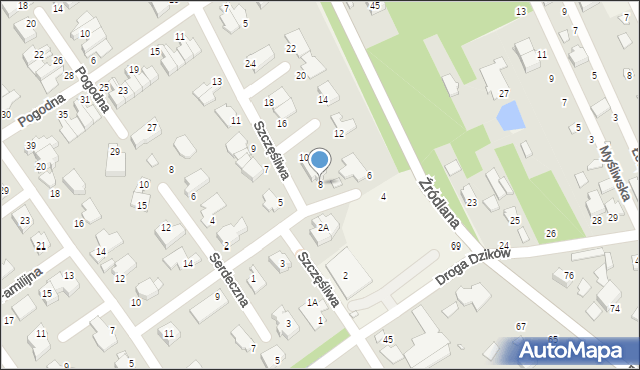 Wólka Kozodawska, Szczęśliwa, 8, mapa Wólka Kozodawska