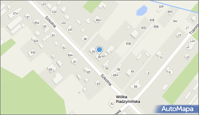 Wólka Radzymińska, Szkolna, 92, mapa Wólka Radzymińska