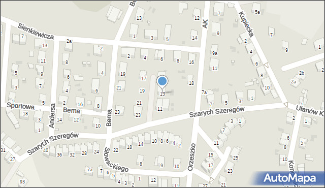 Wołów, Szarych Szeregów, 13, mapa Wołów