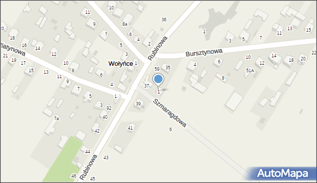 Wołyńce, Szmaragdowa, 1, mapa Wołyńce