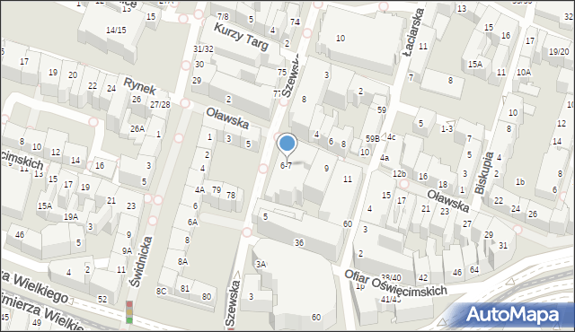 Wrocław, Szewska, 6-7, mapa Wrocławia