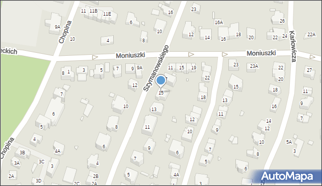 Wrocław, Szymanowskiego Karola, 15, mapa Wrocławia