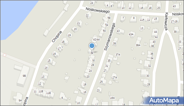 Wrocław, Szymanowskiego Karola, 34, mapa Wrocławia