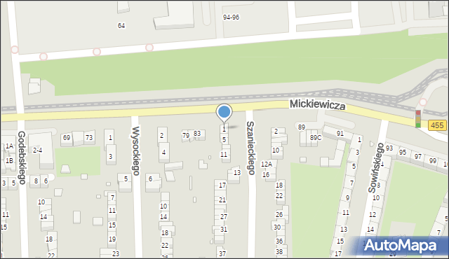 Wrocław, Szanieckiego Jana, 1, mapa Wrocławia