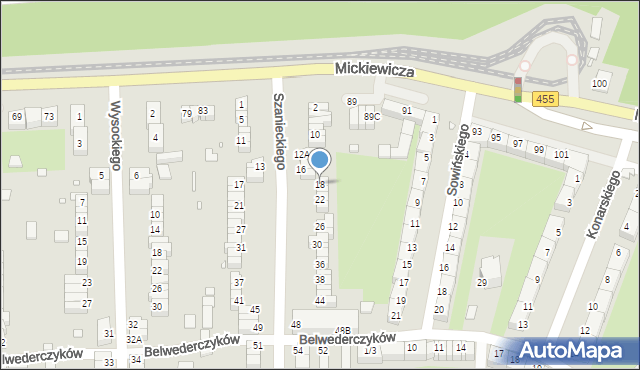 Wrocław, Szanieckiego Jana, 18, mapa Wrocławia