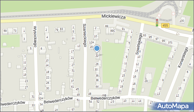 Wrocław, Szanieckiego Jana, 22, mapa Wrocławia