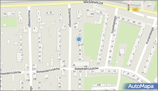 Wrocław, Szanieckiego Jana, 30, mapa Wrocławia