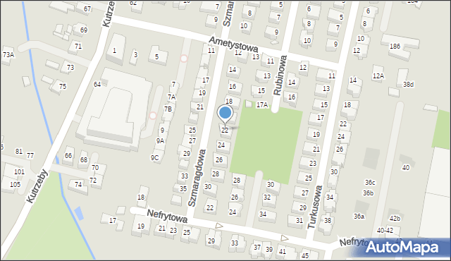 Wrocław, Szmaragdowa, 22, mapa Wrocławia