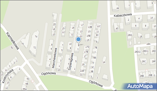 Wrocław, Szparagowa, 9, mapa Wrocławia