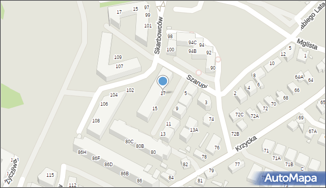 Wrocław, Szarugi, 17, mapa Wrocławia