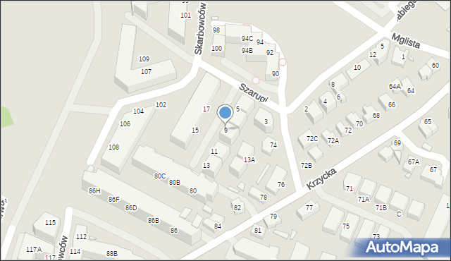 Wrocław, Szarugi, 9, mapa Wrocławia