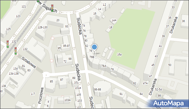 Wrocław, Sztabowa, 76A, mapa Wrocławia