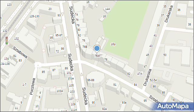 Wrocław, Sztabowa, 78A, mapa Wrocławia
