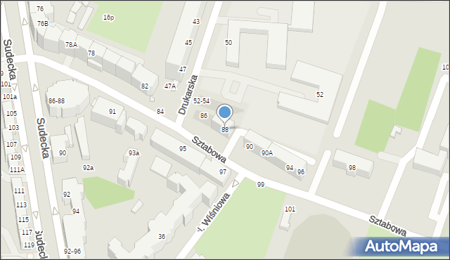 Wrocław, Sztabowa, 88, mapa Wrocławia
