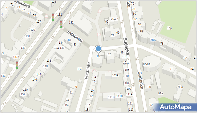 Wrocław, Sztabowa, 85, mapa Wrocławia