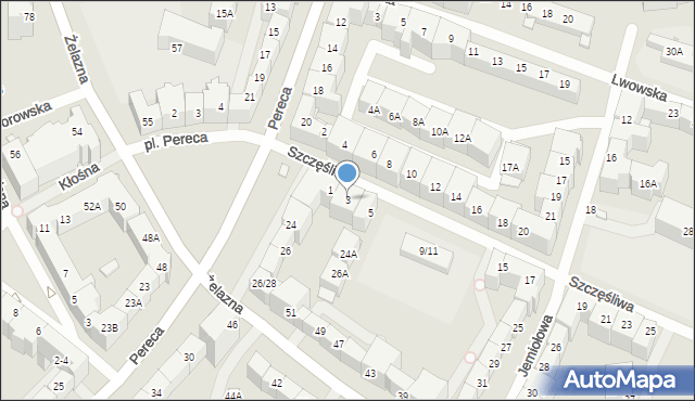 Wrocław, Szczęśliwa, 3, mapa Wrocławia