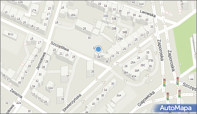 Wrocław, Szczęśliwa, 34, mapa Wrocławia