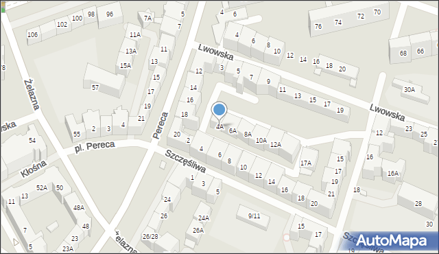 Wrocław, Szczęśliwa, 4A, mapa Wrocławia