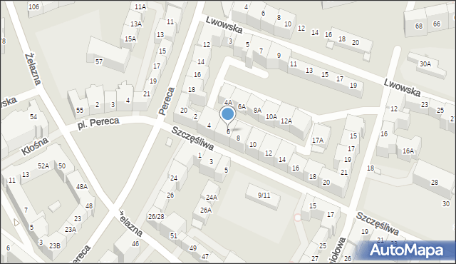 Wrocław, Szczęśliwa, 6, mapa Wrocławia