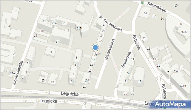 Wrocław, Szczepińska, 16, mapa Wrocławia