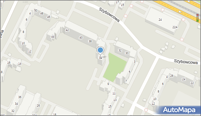 Wrocław, Szybowcowa, 34, mapa Wrocławia