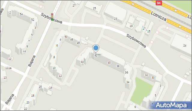 Wrocław, Szybowcowa, 42, mapa Wrocławia