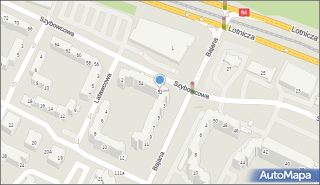 Wrocław, Szybowcowa, 52, mapa Wrocławia