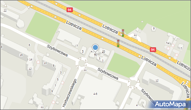 Wrocław, Szybowcowa, 5C, mapa Wrocławia