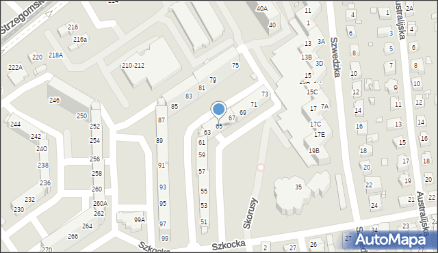 Wrocław, Szkocka, 65, mapa Wrocławia