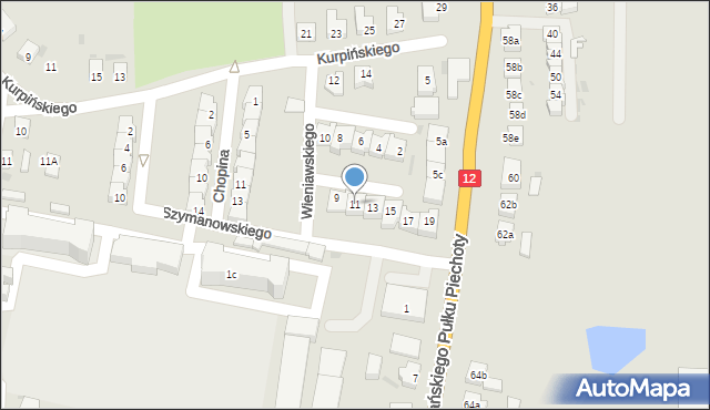 Wschowa, Szymanowskiego, 11, mapa Wschowa
