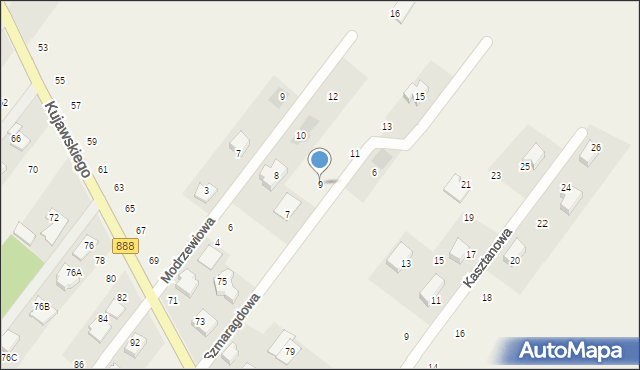 Wyględy, Szmaragdowa, 9, mapa Wyględy