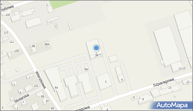 Wysogotowo, Szparagowa, 3A, mapa Wysogotowo
