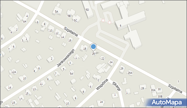 Wysokie Mazowieckie, Szpitalna, 20, mapa Wysokie Mazowieckie
