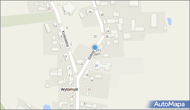 Wytomyśl, Szkolna, 20A, mapa Wytomyśl